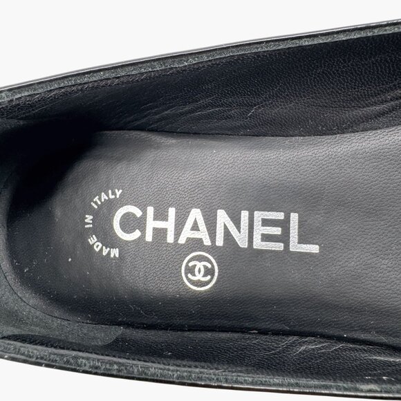 Chanel Cap Toe CC Ballet Flats Size 38.5 US 7.5-8 Black Patent Two Tone Shoes - Picture 16 of 16